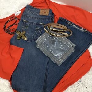 True Religion Bobby distressed wide leg jeans 29